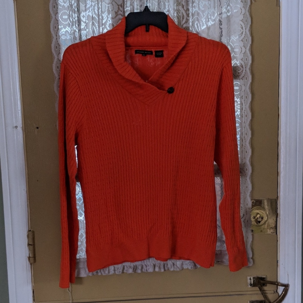 NWOT  Ribbed cowl neck sweater with accent button.